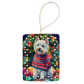 Westie Christmas Porcelain Ornament Christmas Tree Hanging Decorations for Home Christmas Holiday, Rectangle, Gift, Multicolor
