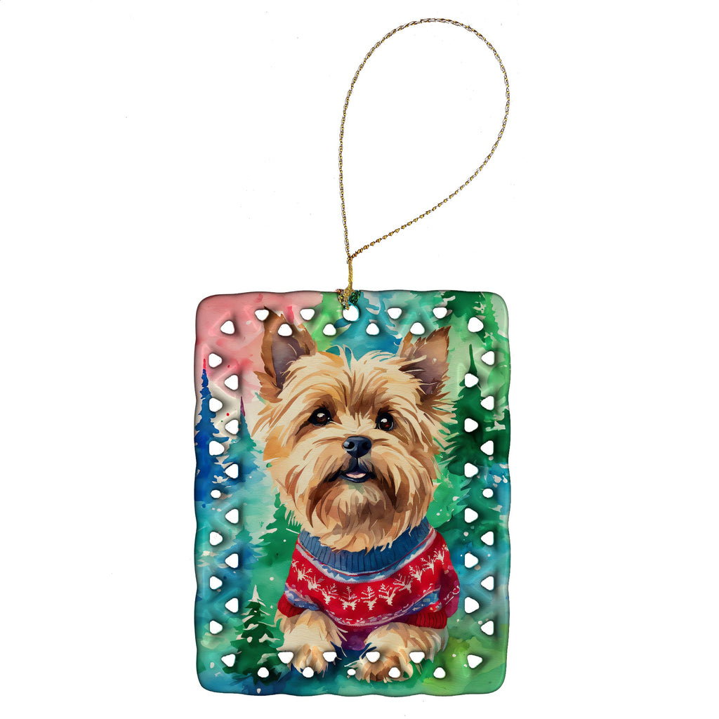Yorkshire Terrier Yorkie Christmas Porcelain Ornament Christmas Tree Hanging Decorations for Home Christmas Holiday, Rectangle, Gift, Multicolor