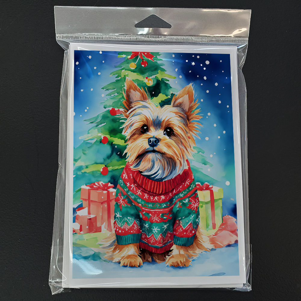Yorkshire Terrier Yorkie Christmas Greeting Cards Pack of 8 Blank Cards with Envelopes Whimsical A7 Size 5x7