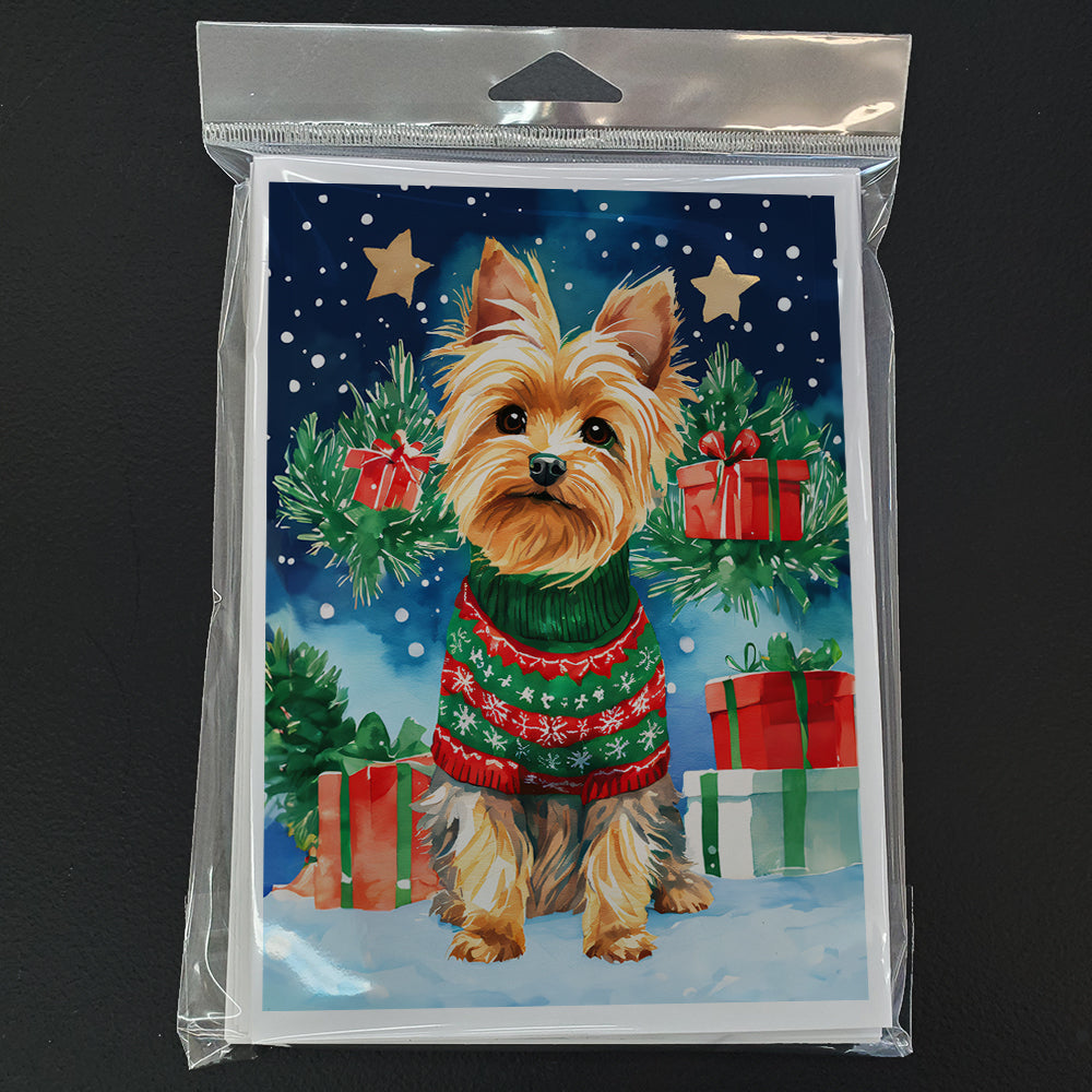 Yorkshire Terrier Yorkie Christmas Greeting Cards Pack of 8 Blank Cards with Envelopes Whimsical A7 Size 5x7