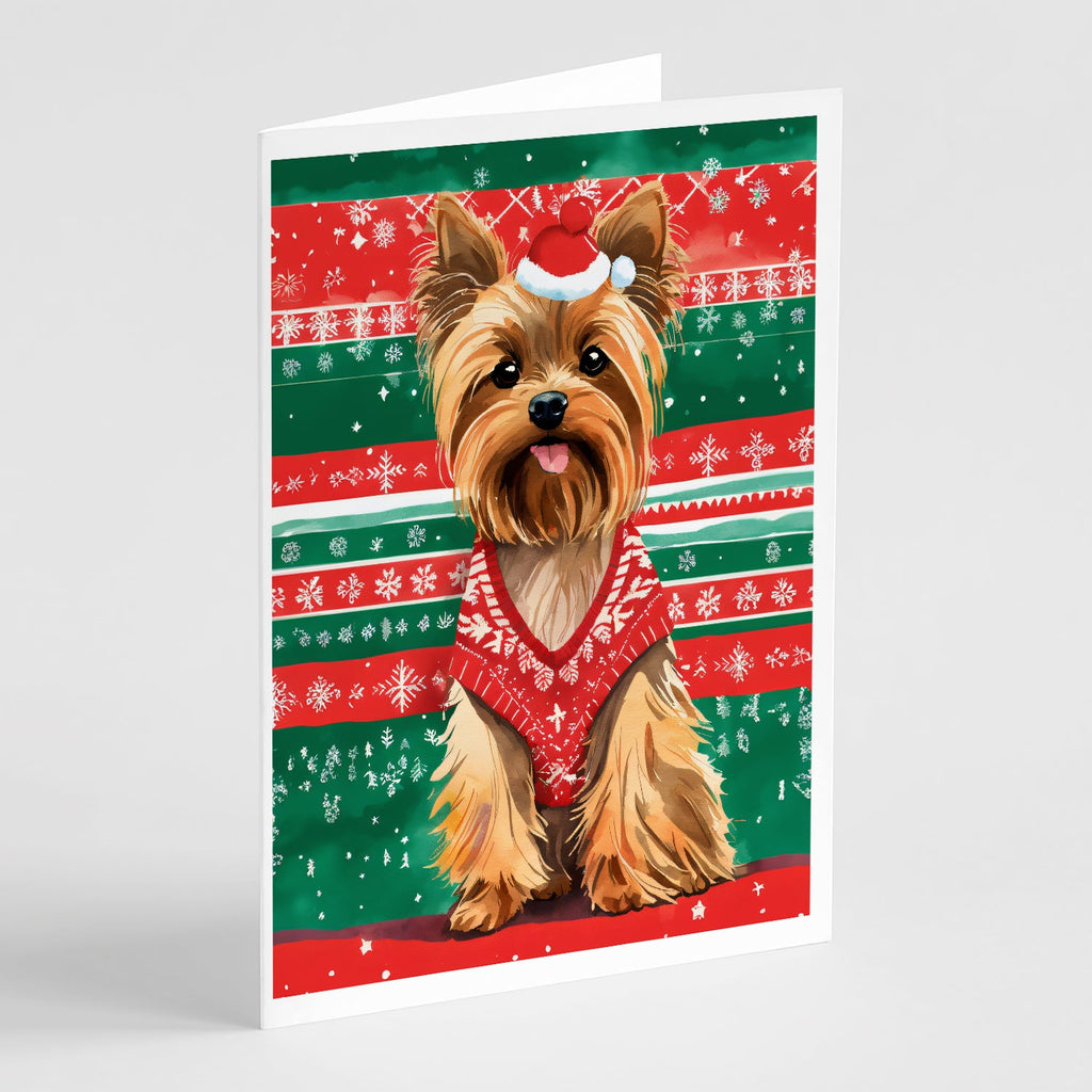 Yorkshire Terrier Yorkie Christmas Greeting Cards Pack of 8 Blank Cards with Envelopes Whimsical A7 Size 5x7