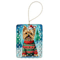 Yorkshire Terrier Yorkie Christmas Porcelain Ornament Christmas Tree Hanging Decorations for Home Christmas Holiday, Rectangle, Gift, Multicolor