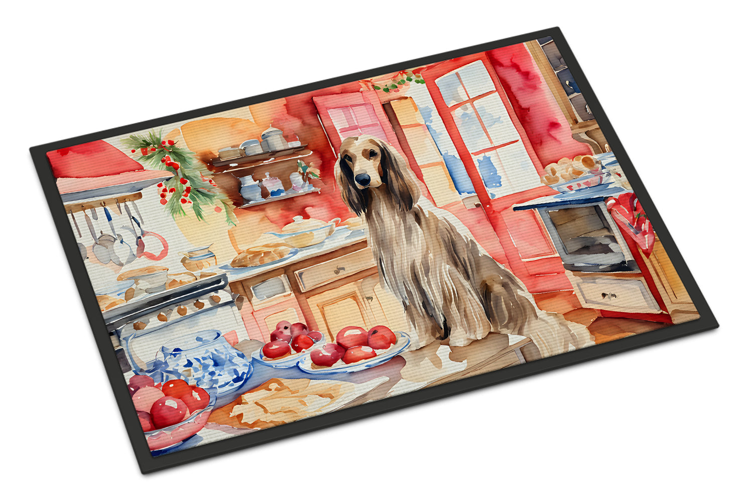 Afghan Hound Christmas Cookies Doormat Indoor Outdoor 18H X 27W Front Door Mat Rugs for Entryway, Non Slip Washable