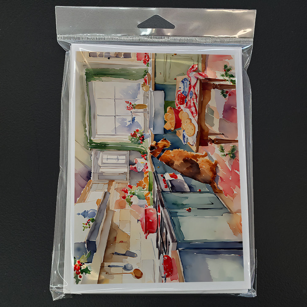 Airedale Terrier Christmas Cookies Greeting Cards Pack of 8 Blank Cards with Envelopes Whimsical A7 Size 5x7