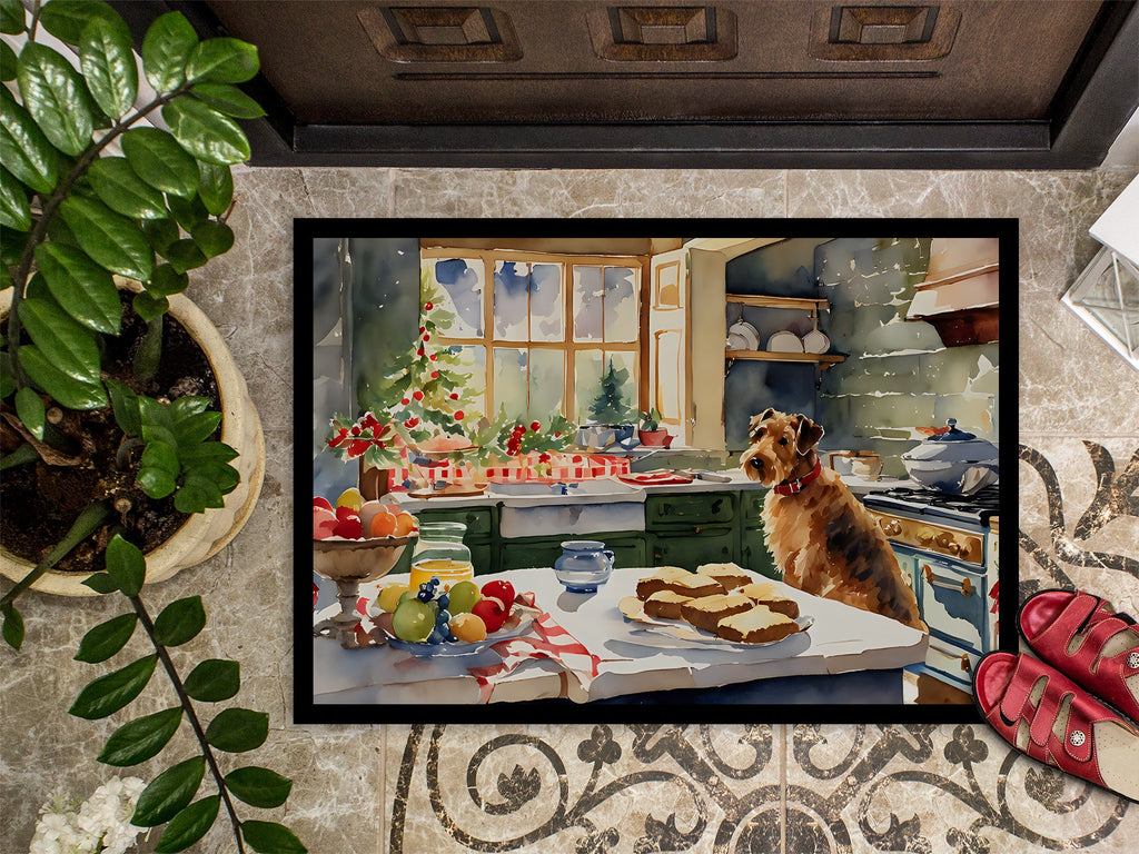 Airedale Terrier Christmas Cookies Doormat Indoor Outdoor 24H X 36W Front Door Mat Rugs for Entryway, Non Slip Washable Low Pile,