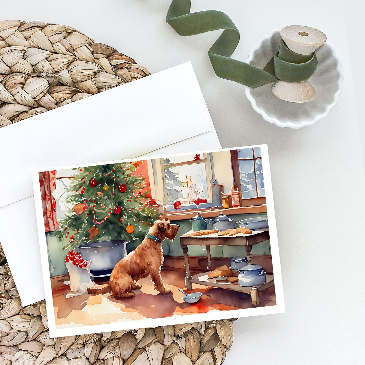 Airedale Terrier Christmas Cookies Greeting Cards Pack of 8 Blank Cards with Envelopes Whimsical A7 Size 5x7
