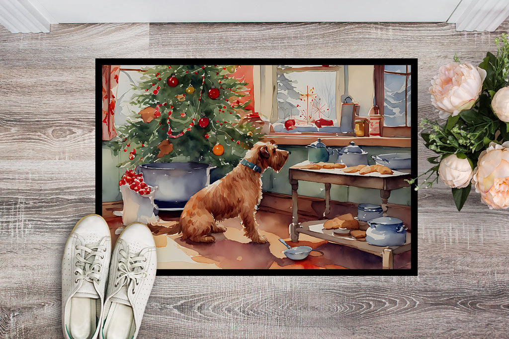Airedale Terrier Christmas Cookies Doormat Indoor Outdoor 18H X 27W Front Door Mat Rugs for Entryway, Non Slip Washable