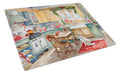 Alaskan Klee Kai Christmas Cookies Cutting Board Tempered Glass Kitchen Cutting Surface, Heat Resistant Chopping, Non-Slip Feet, Food Prep & Serving