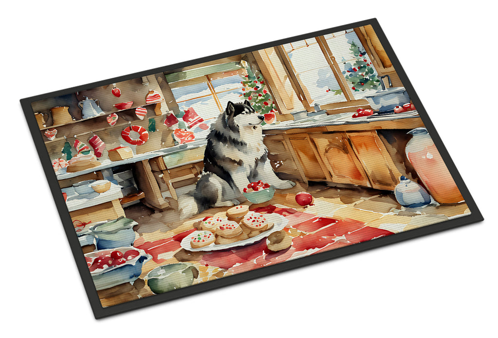 Alaskan Malamute Christmas Cookies Doormat Indoor Outdoor 24H X 36W Front Door Mat Rugs for Entryway, Non Slip Washable Low Pile,