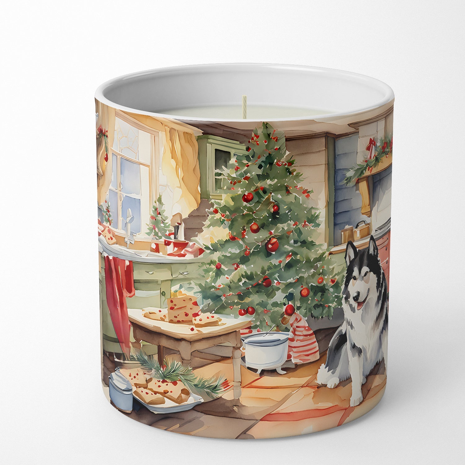 Alaskan Malamute Christmas Cookies Decorative Soy Candle Nature Soy Wax Essential Oil Home Decor Ideal for Bedroom Kitchen Bath Office Gift, 10 oz