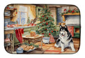 Alaskan Malamute Christmas Cookies Dish Drying Mat Absorbent Dish Drying Mat Pad for Kitchen Counter Dish Drainer Mat for Countertop, 14 x 21", Multicolor