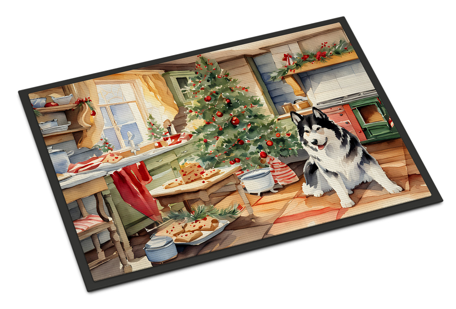 Alaskan Malamute Christmas Cookies Doormat Indoor Outdoor 24H X 36W Front Door Mat Rugs for Entryway, Non Slip Washable Low Pile,