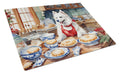American Eskimo Christmas Cookies Cutting Board Tempered Glass Kitchen Cutting Surface, Heat Resistant Chopping, Non-Slip Feet, Food Prep & Serving