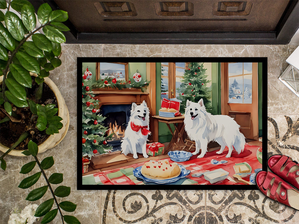 American Eskimo Christmas Cookies Doormat Indoor Outdoor 24H X 36W Front Door Mat Rugs for Entryway, Non Slip Washable Low Pile,