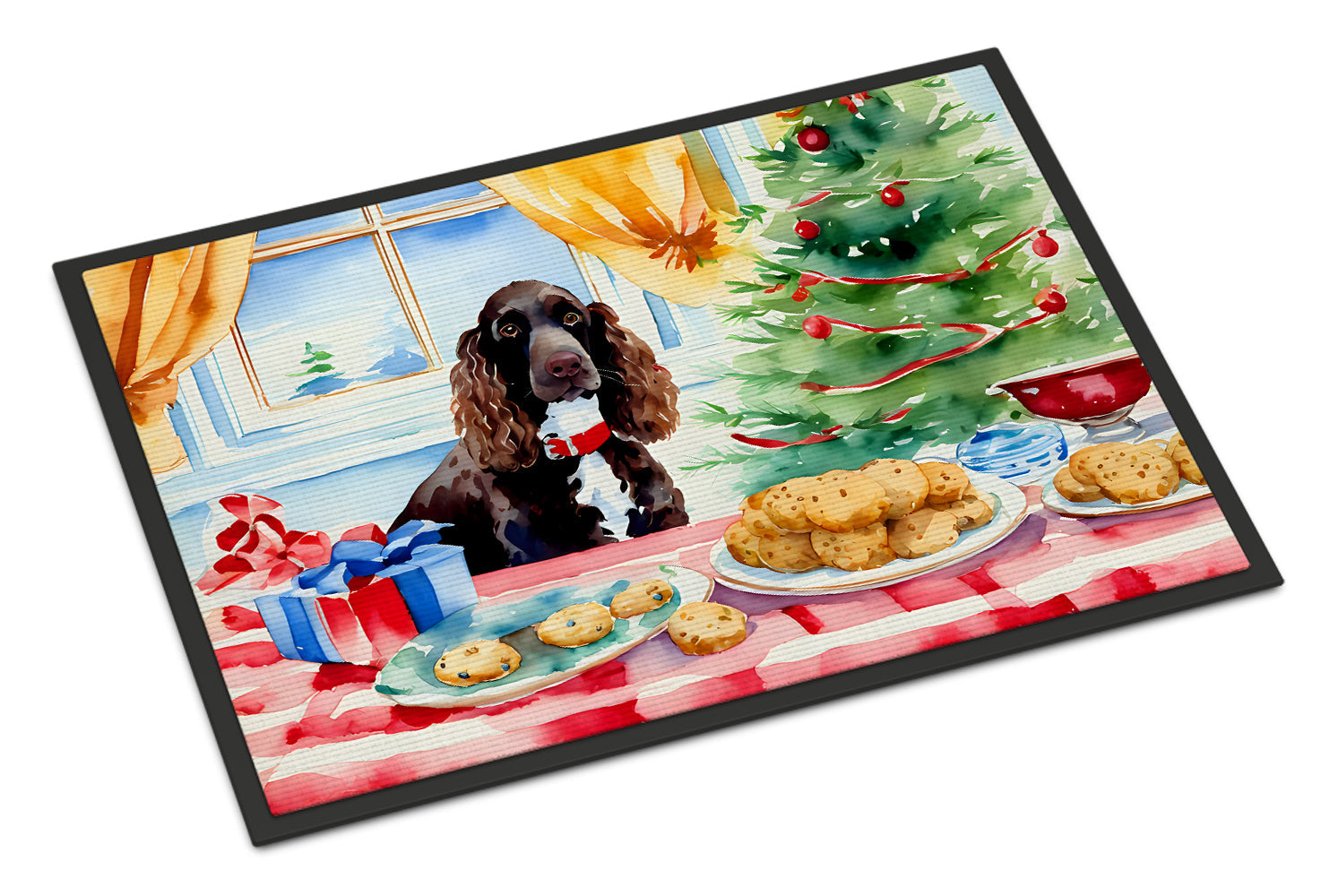 American Water Spaniel Christmas Cookies Doormat Indoor Outdoor 18H X 27W Front Door Mat Rugs for Entryway, Non Slip Washable