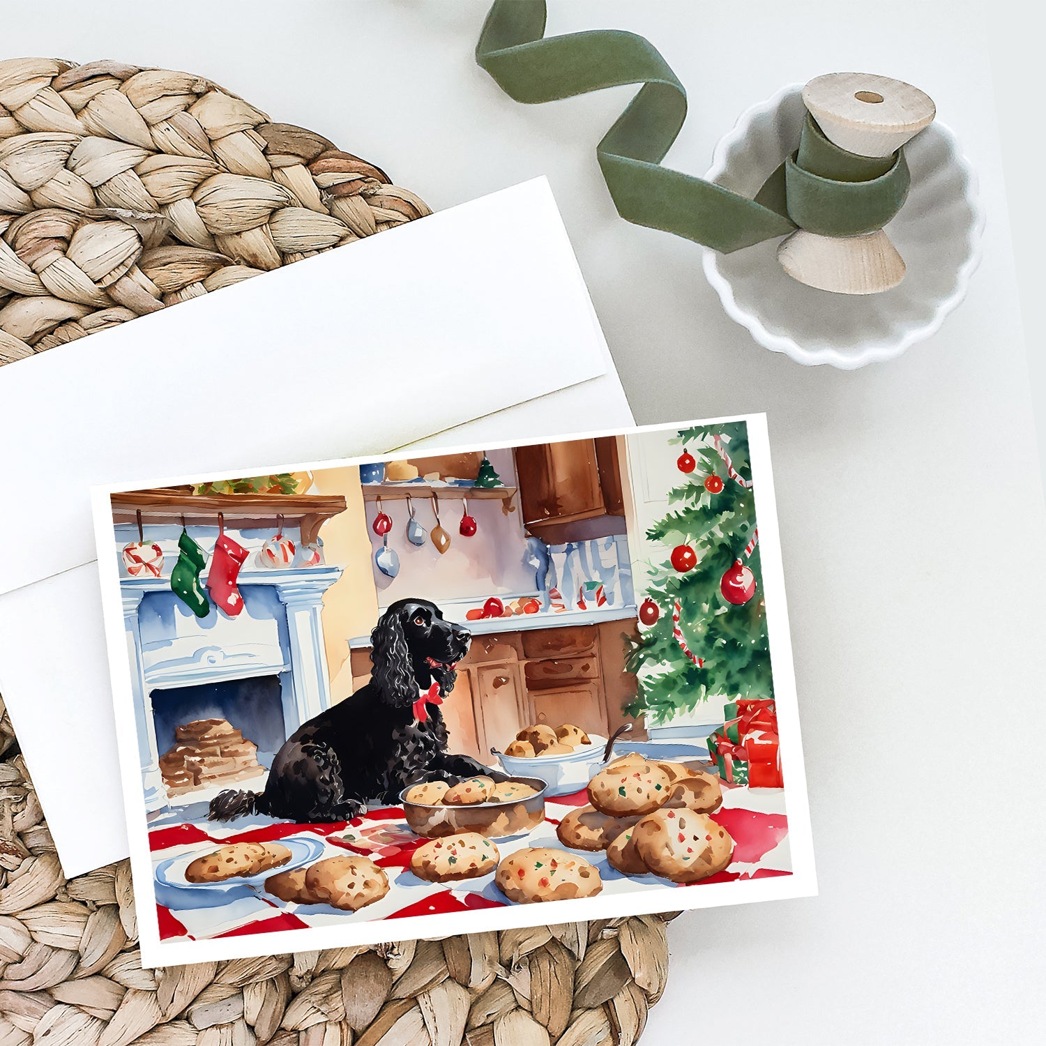American Water Spaniel Christmas Cookies Greeting Cards Pack of 8 Blank Cards with Envelopes Whimsical A7 Size 5x7