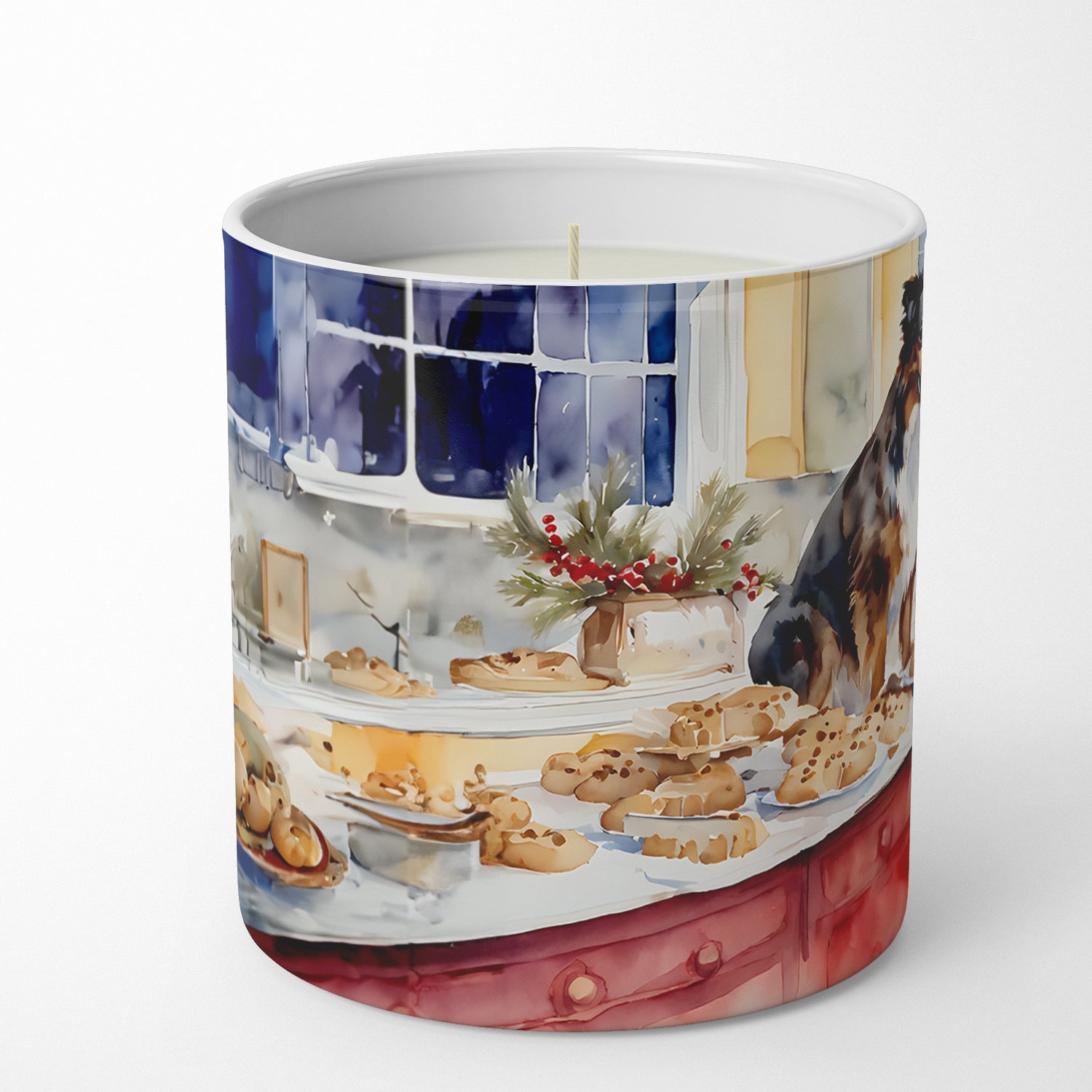 Australian Shepherd Christmas Cookies Decorative Soy Candle Nature Soy Wax Essential Oil Home Decor Ideal for Bedroom Kitchen Bath Office Gift, 10 oz