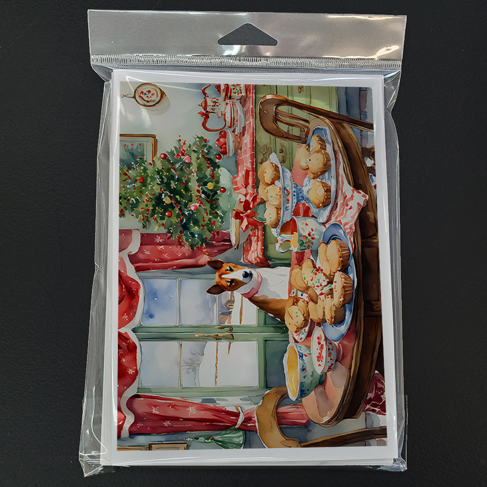 Basenji Christmas Cookies Greeting Cards Pack of 8 Blank Cards with Envelopes Whimsical A7 Size 5x7