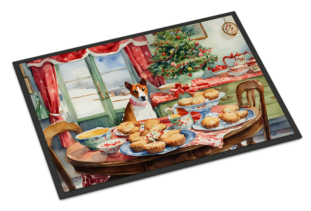 Basenji Christmas Cookies Doormat Indoor Outdoor 18H X 27W Front Door Mat Rugs for Entryway, Non Slip Washable