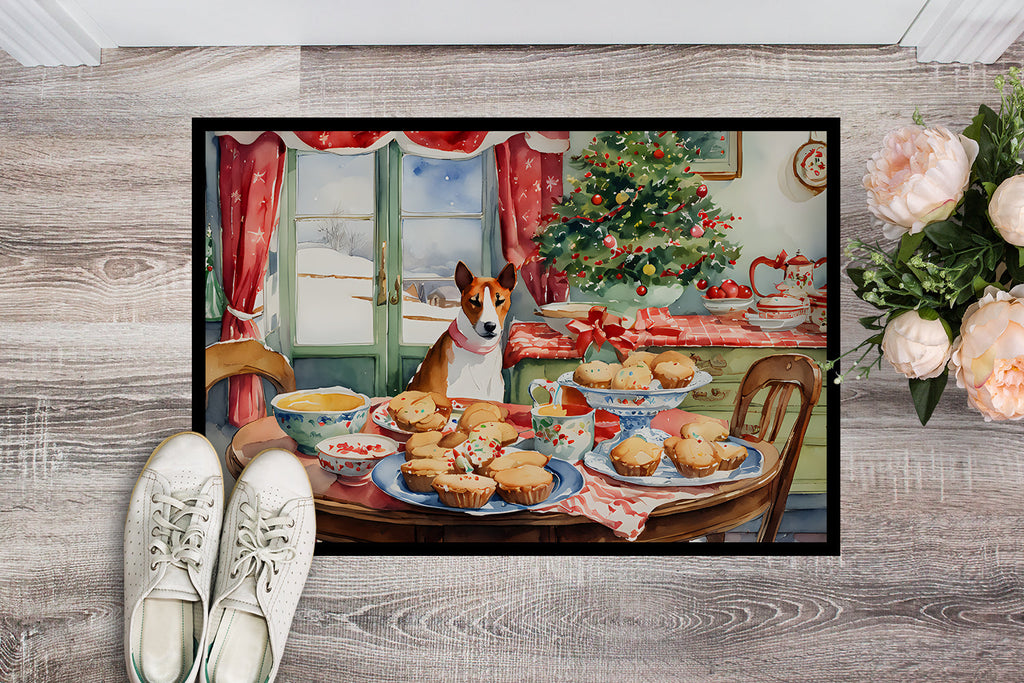 Basenji Christmas Cookies Doormat Indoor Outdoor 18H X 27W Front Door Mat Rugs for Entryway, Non Slip Washable