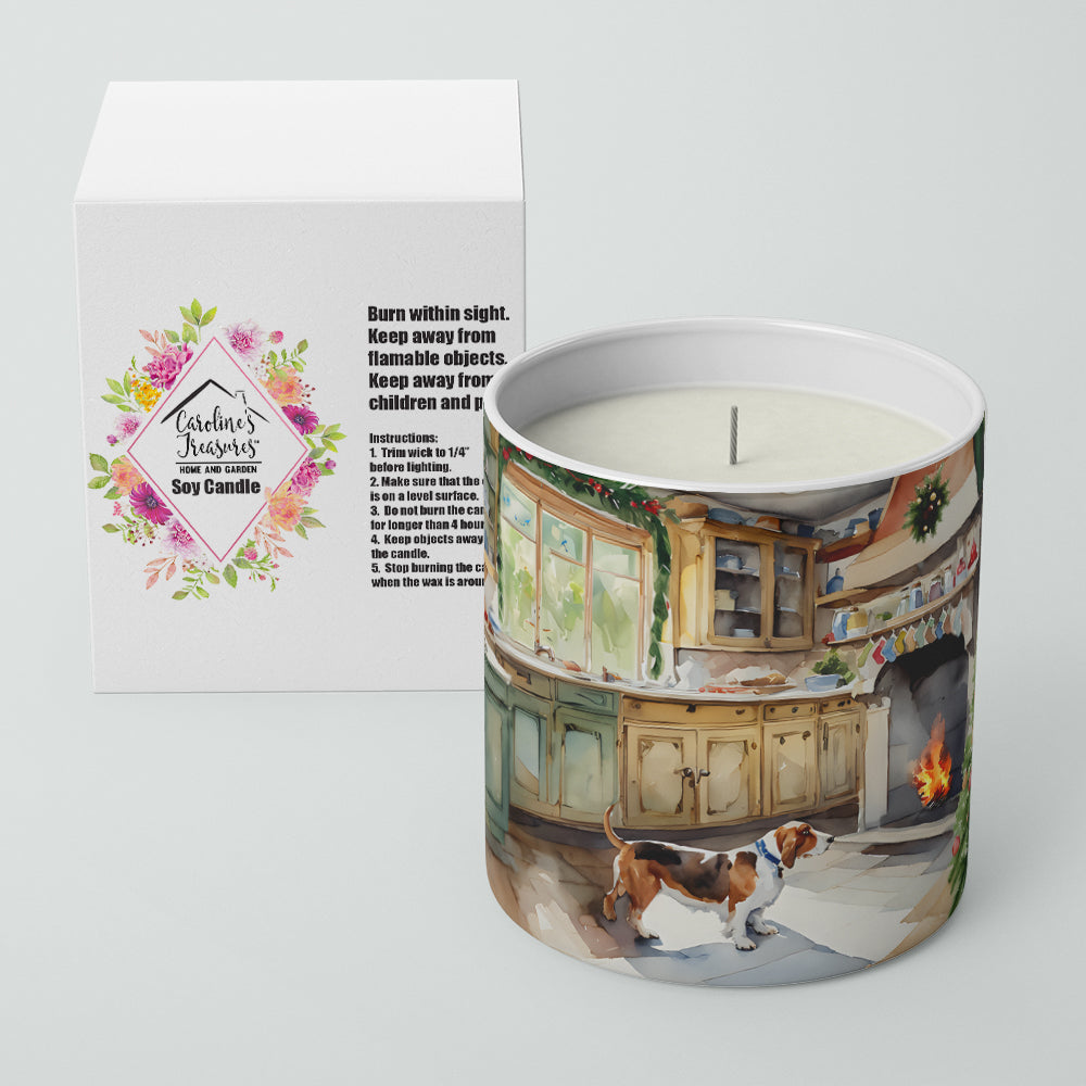 Basset Hound Christmas Cookies Decorative Soy Candle Nature Soy Wax Essential Oil Home Decor Ideal for Bedroom Kitchen Bath Office Gift, 10 oz