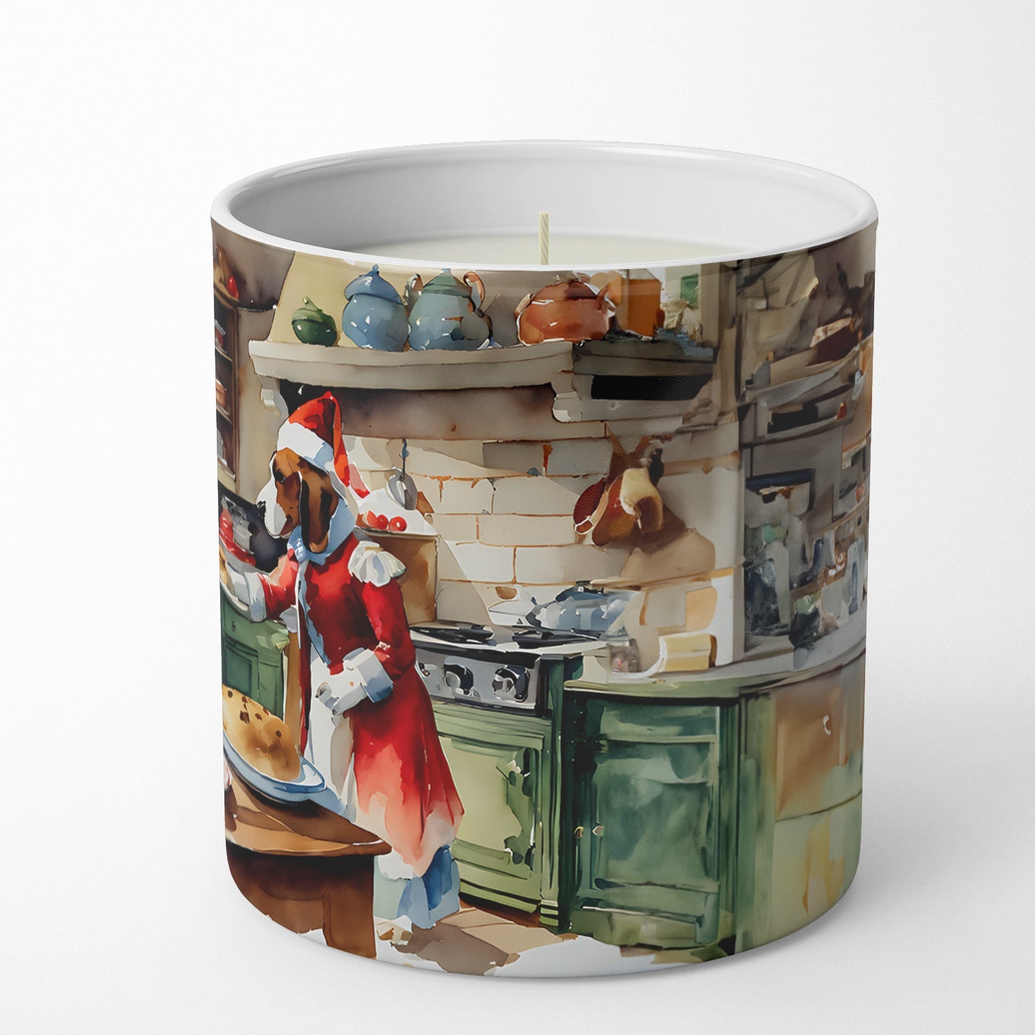 Basset Hound Christmas Cookies Decorative Soy Candle Nature Soy Wax Essential Oil Home Decor Ideal for Bedroom Kitchen Bath Office Gift, 10 oz