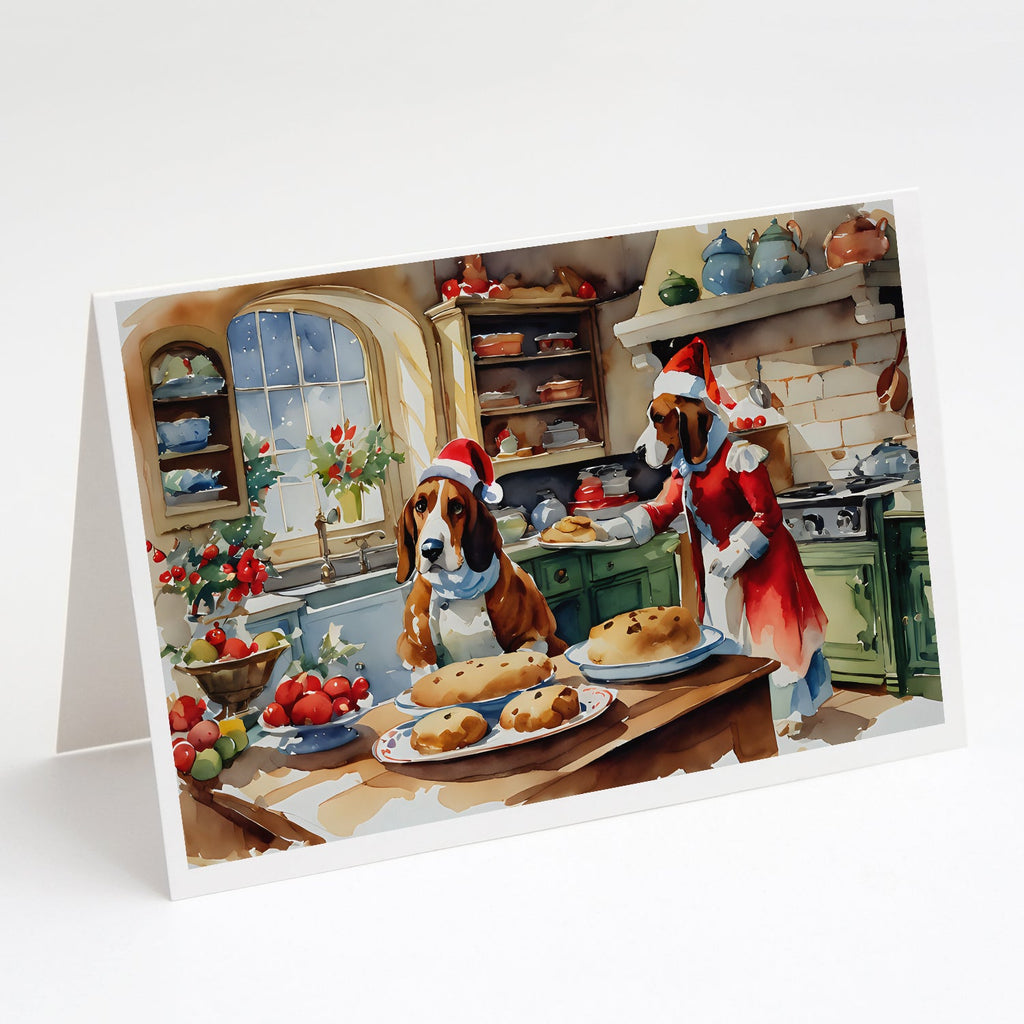 Basset Hound Christmas Cookies Greeting Cards Pack of 8 Blank Cards with Envelopes Whimsical A7 Size 5x7