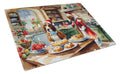Basset Hound Christmas Cookies Cutting Board Tempered Glass Kitchen Cutting Surface, Heat Resistant Chopping, Non-Slip Feet, Food Prep & Serving