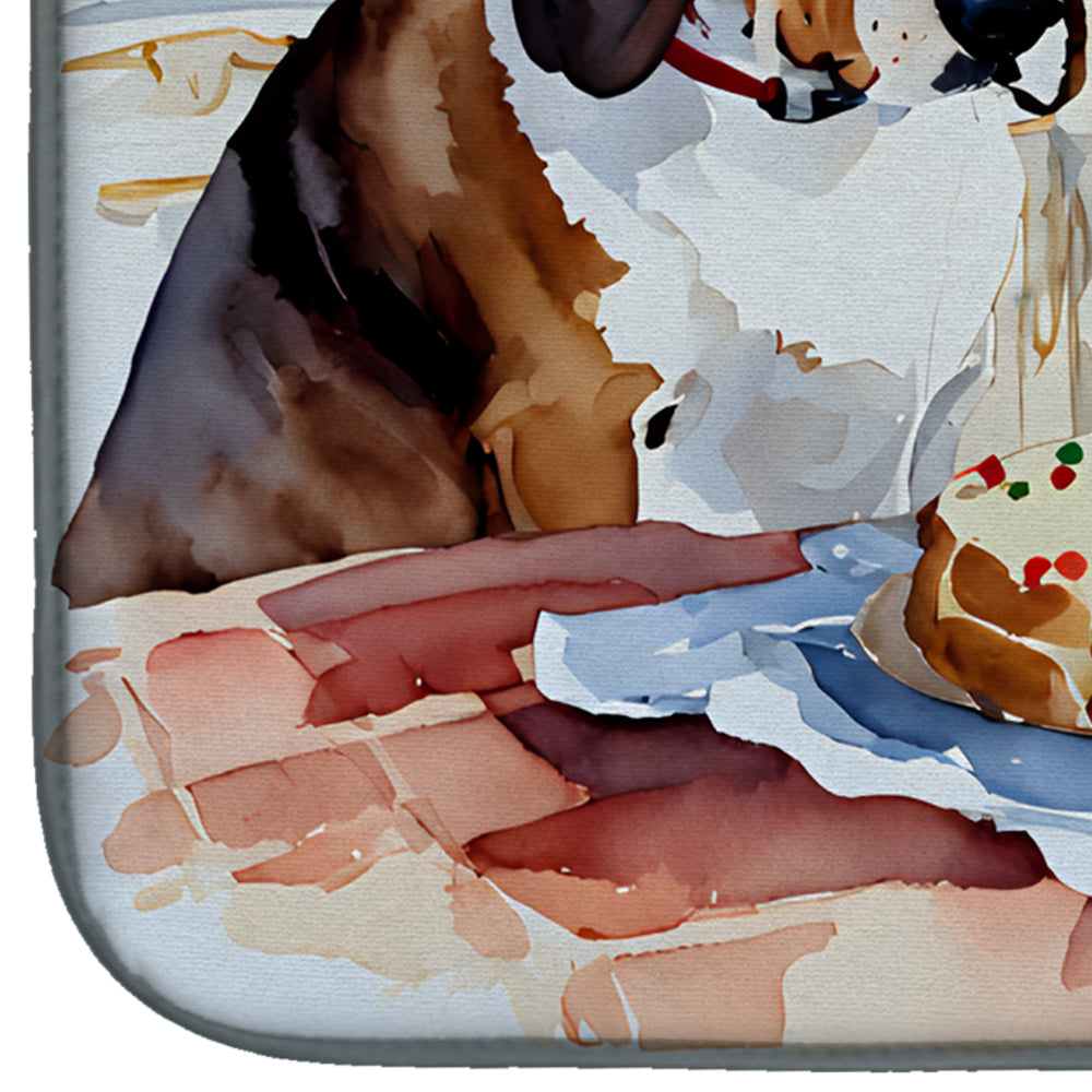 Basset Hound Christmas Cookies Dish Drying Mat Absorbent Dish Drying Mat Pad for Kitchen Counter Dish Drainer Mat for Countertop, 14 x 21", Multicolor