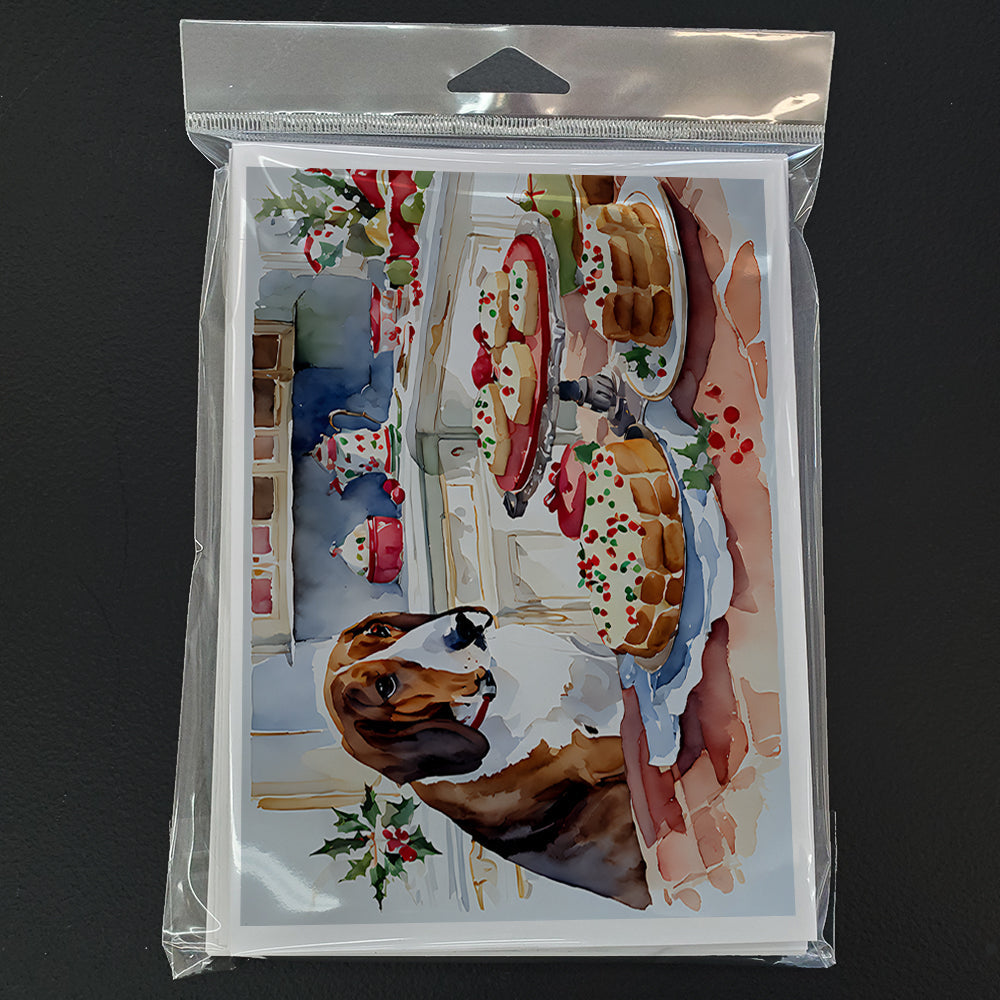Basset Hound Christmas Cookies Greeting Cards Pack of 8 Blank Cards with Envelopes Whimsical A7 Size 5x7