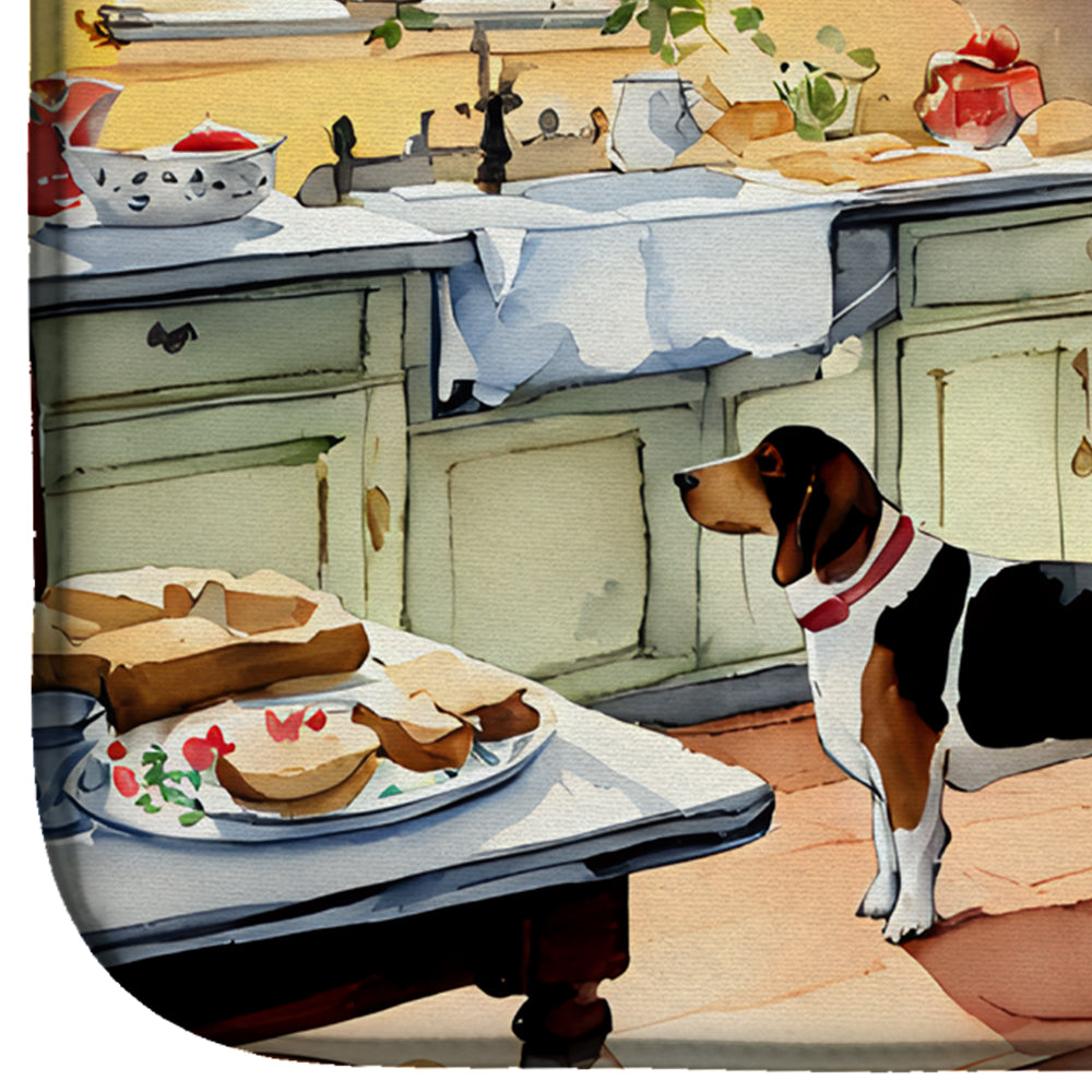 Basset Hound Christmas Cookies Dish Drying Mat Absorbent Dish Drying Mat Pad for Kitchen Counter Dish Drainer Mat for Countertop, 14 x 21", Multicolor