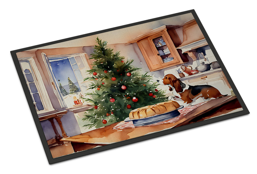 Basset Hound Christmas Cookies Doormat Indoor Outdoor 24H X 36W Front Door Mat Rugs for Entryway, Non Slip Washable Low Pile,