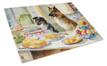 Belgian Tervuren Christmas Cookies Cutting Board Tempered Glass Kitchen Cutting Surface, Heat Resistant Chopping, Non-Slip Feet, Food Prep & Serving