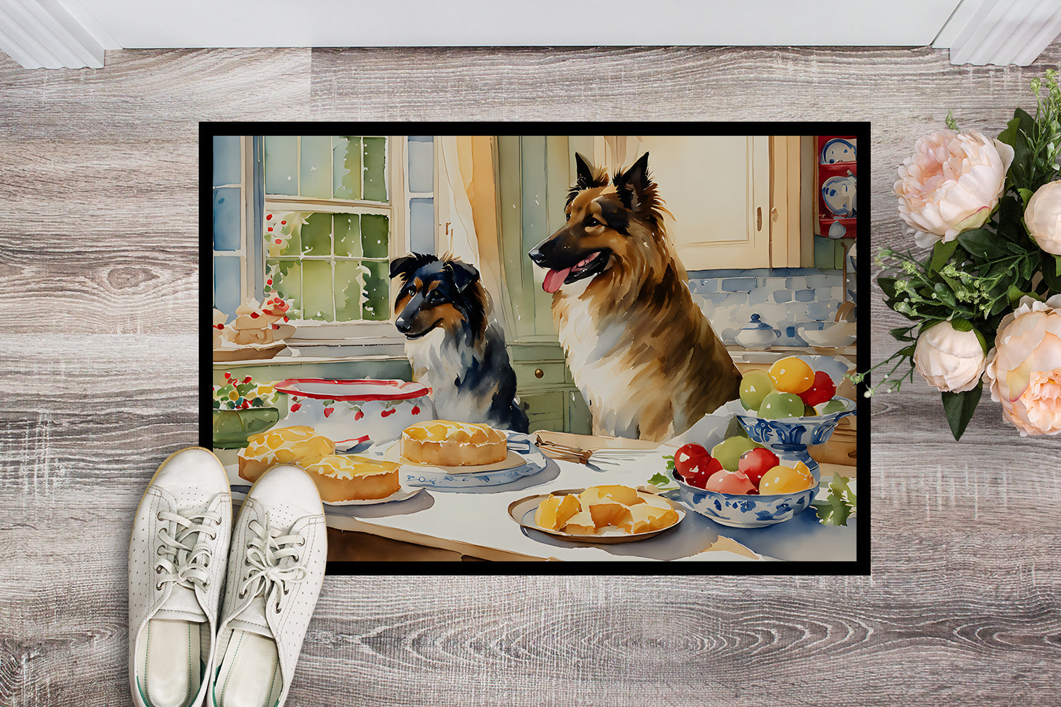 Belgian Tervuren Christmas Cookies Doormat Indoor Outdoor 18H X 27W Front Door Mat Rugs for Entryway, Non Slip Washable
