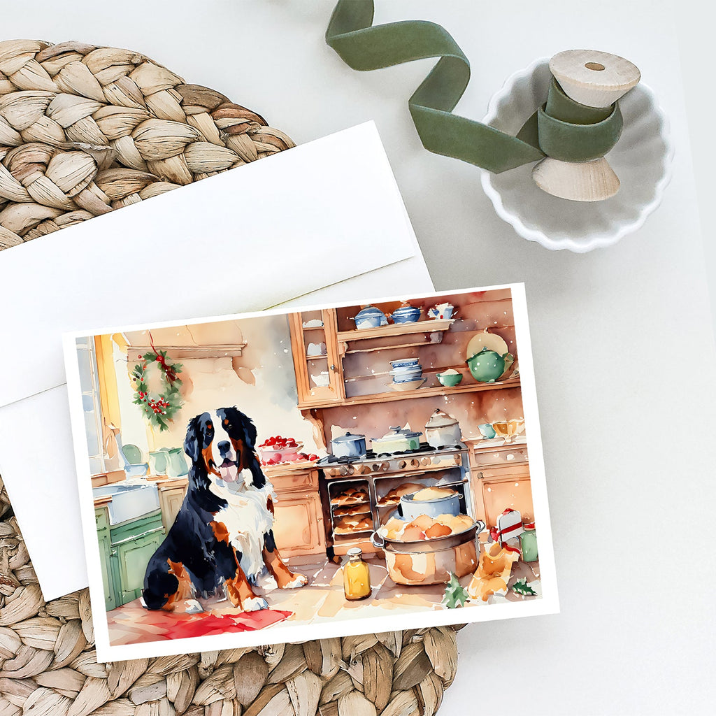 Bernese Mountain Dog Christmas Cookies Greeting Cards Pack of 8 Blank Cards with Envelopes Whimsical A7 Size 5x7
