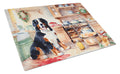 Bernese Mountain Dog Christmas Cookies Cutting Board Tempered Glass Kitchen Cutting Surface, Heat Resistant Chopping, Non-Slip Feet, Food Prep & Serving