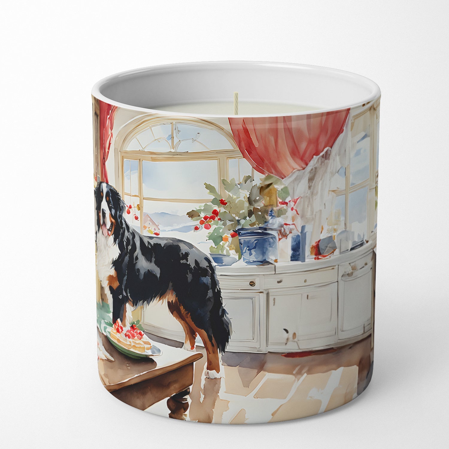 Bernese Mountain Dog Christmas Cookies Decorative Soy Candle Nature Soy Wax Essential Oil Home Decor Ideal for Bedroom Kitchen Bath Office Gift, 10 oz