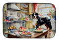 Bernese Mountain Dog Christmas Cookies Dish Drying Mat Absorbent Dish Drying Mat Pad for Kitchen Counter Dish Drainer Mat for Countertop, 14 x 21", Multicolor