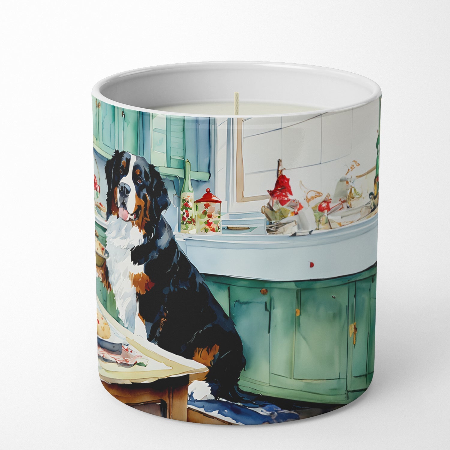 Bernese Mountain Dog Christmas Cookies Decorative Soy Candle Nature Soy Wax Essential Oil Home Decor Ideal for Bedroom Kitchen Bath Office Gift, 10 oz