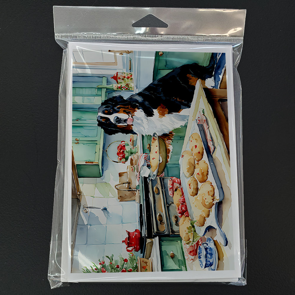 Bernese Mountain Dog Christmas Cookies Greeting Cards Pack of 8 Blank Cards with Envelopes Whimsical A7 Size 5x7
