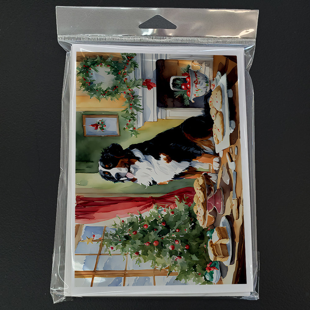 Bernese Mountain Dog Christmas Cookies Greeting Cards Pack of 8 Blank Cards with Envelopes Whimsical A7 Size 5x7