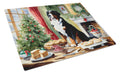 Bernese Mountain Dog Christmas Cookies Cutting Board Tempered Glass Kitchen Cutting Surface, Heat Resistant Chopping, Non-Slip Feet, Food Prep & Serving