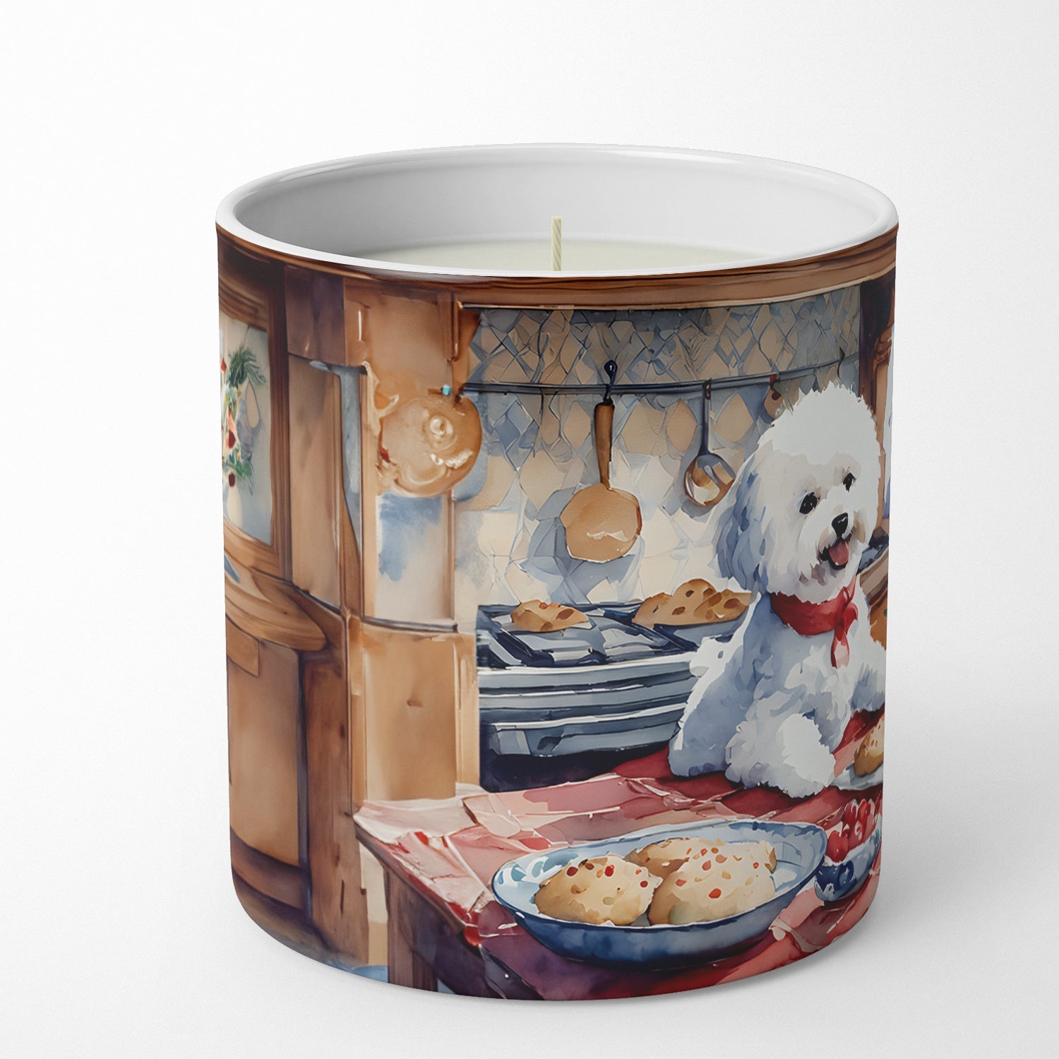 Bichon Frise Christmas Cookies Decorative Soy Candle Nature Soy Wax Essential Oil Home Decor Ideal for Bedroom Kitchen Bath Office Gift, 10 oz