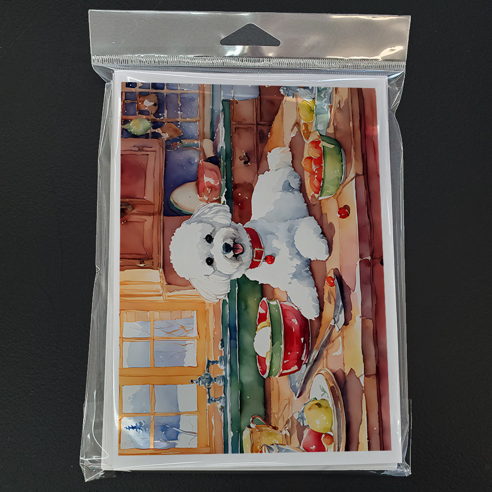 Bichon Frise Christmas Cookies Greeting Cards Pack of 8 Blank Cards with Envelopes Whimsical A7 Size 5x7