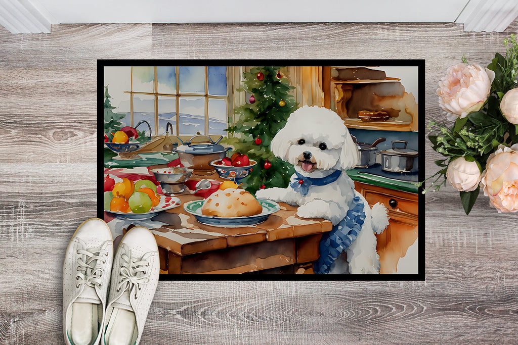Bichon Frise Christmas Cookies Doormat Indoor Outdoor 24H X 36W Front Door Mat Rugs for Entryway, Non Slip Washable Low Pile,