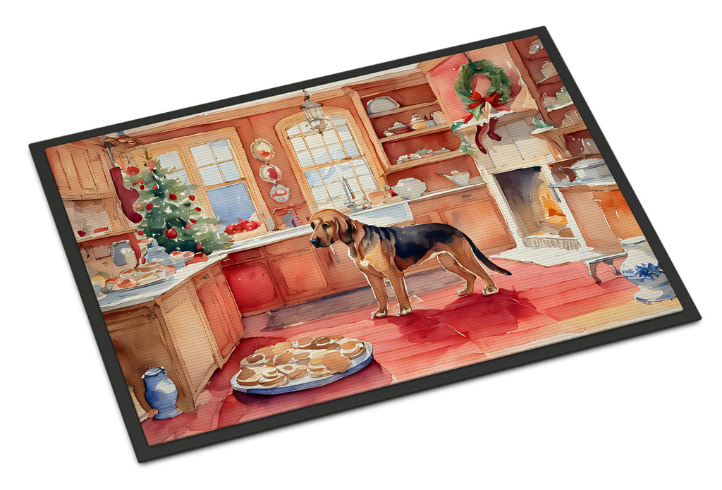 Bloodhound Christmas Cookies Doormat Indoor Outdoor 18H X 27W Front Door Mat Rugs for Entryway, Non Slip Washable