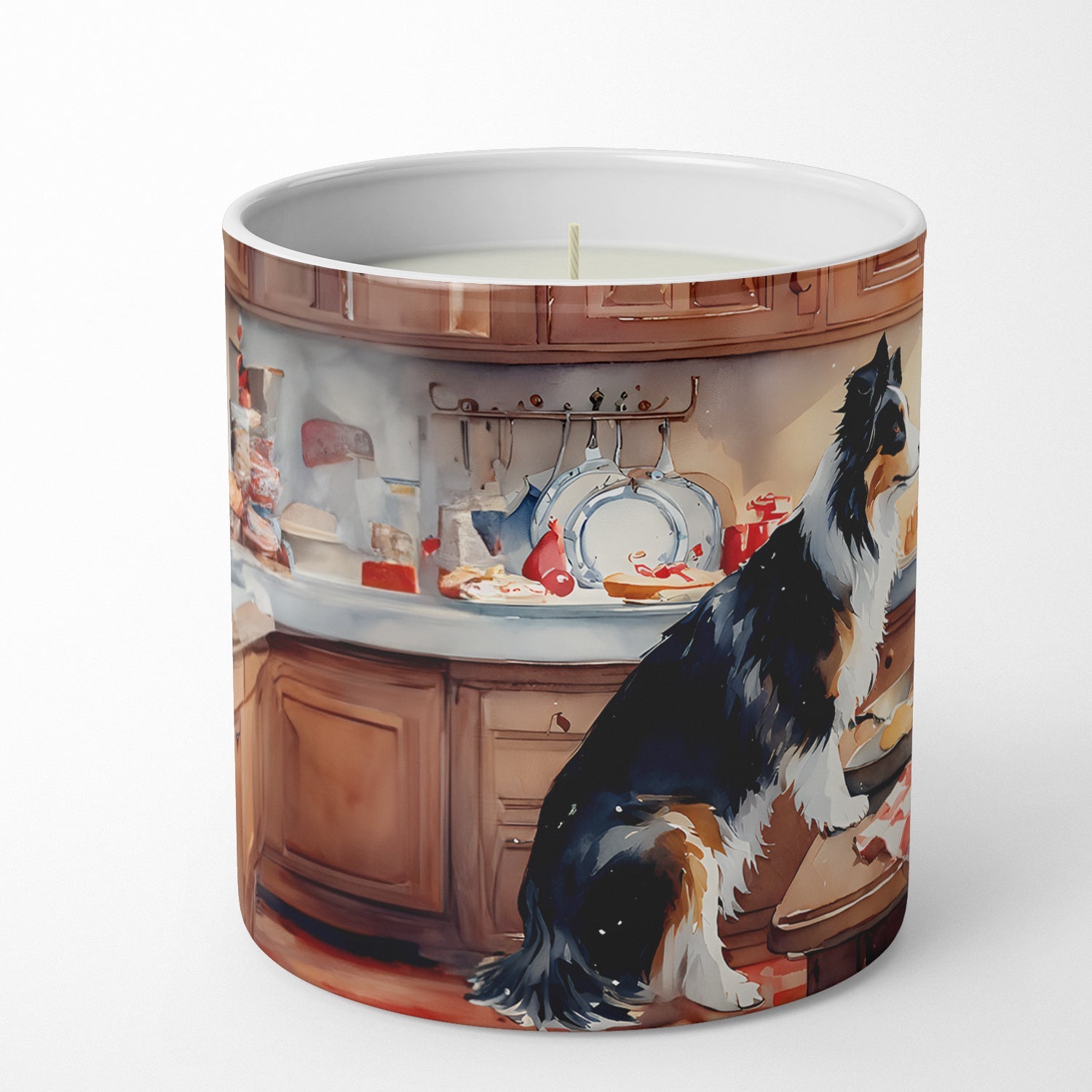 Border Collie Christmas Cookies Decorative Soy Candle Nature Soy Wax Essential Oil Home Decor Ideal for Bedroom Kitchen Bath Office Gift, 10 oz