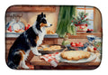 Border Collie Christmas Cookies Dish Drying Mat Absorbent Dish Drying Mat Pad for Kitchen Counter Dish Drainer Mat for Countertop, 14 x 21", Multicolor