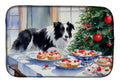 Border Collie Christmas Cookies Dish Drying Mat Absorbent Dish Drying Mat Pad for Kitchen Counter Dish Drainer Mat for Countertop, 14 x 21", Multicolor