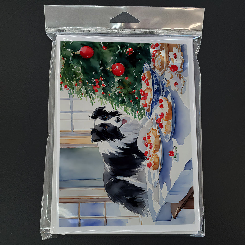 Border Collie Christmas Cookies Greeting Cards Pack of 8 Blank Cards with Envelopes Whimsical A7 Size 5x7